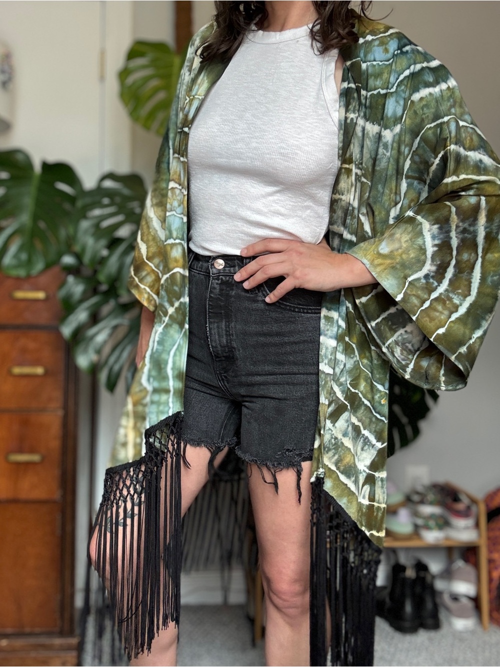Odd Cow x Warrior Within handmade fringe kimono, like new - Picture 4 of 4